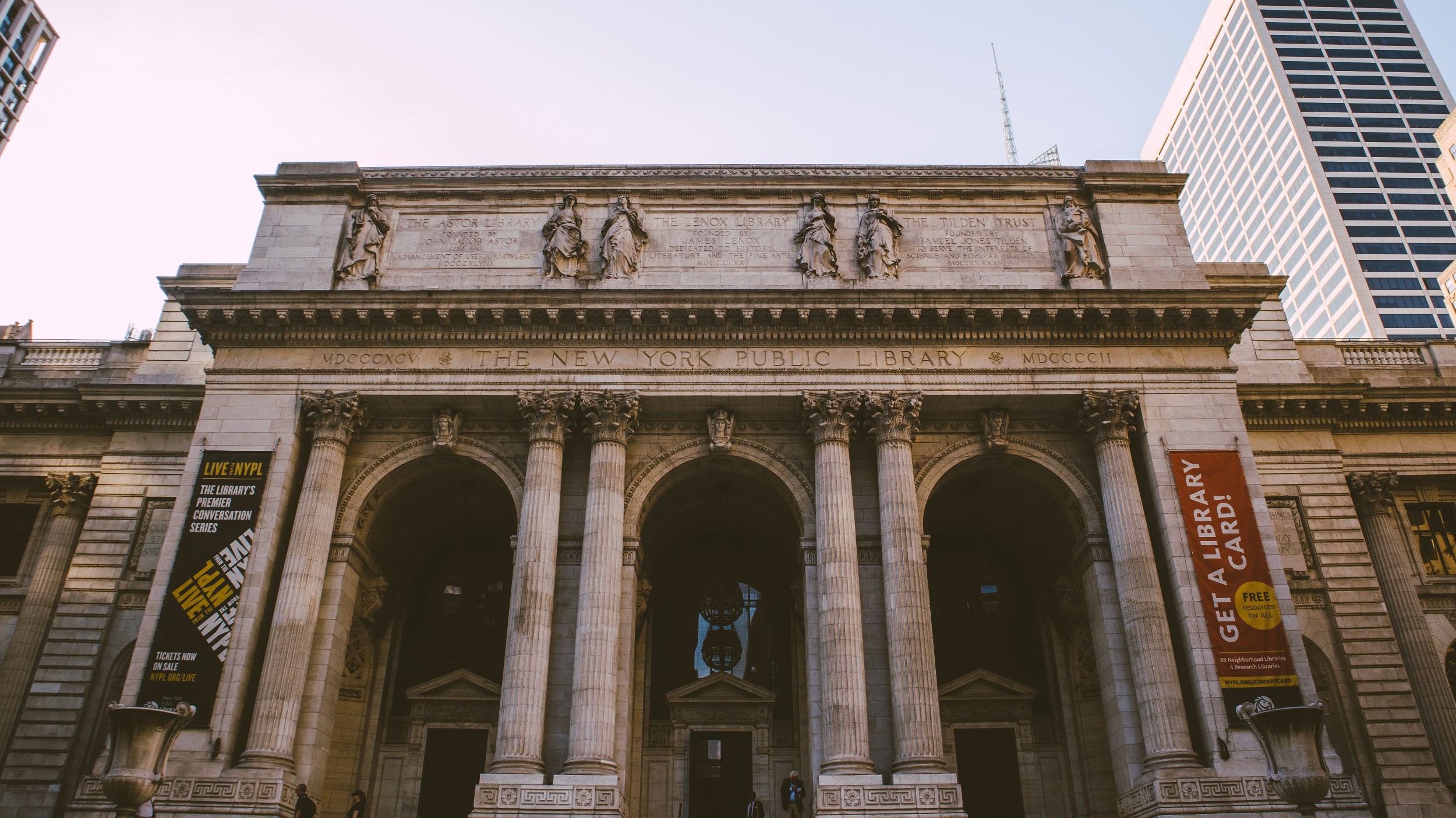 The facade of the NYPL