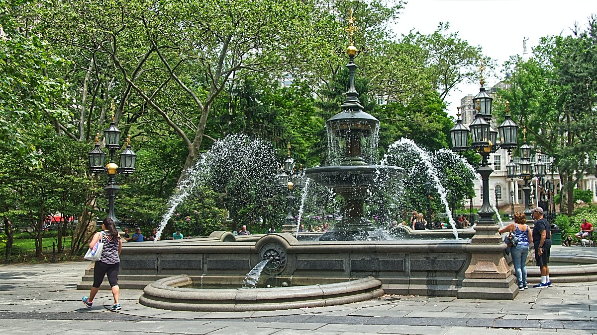 The park outside of City Hall in New York City