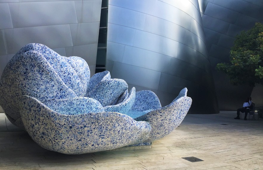 Flower art on the Walt Disney Concert Hall rooftop garden
