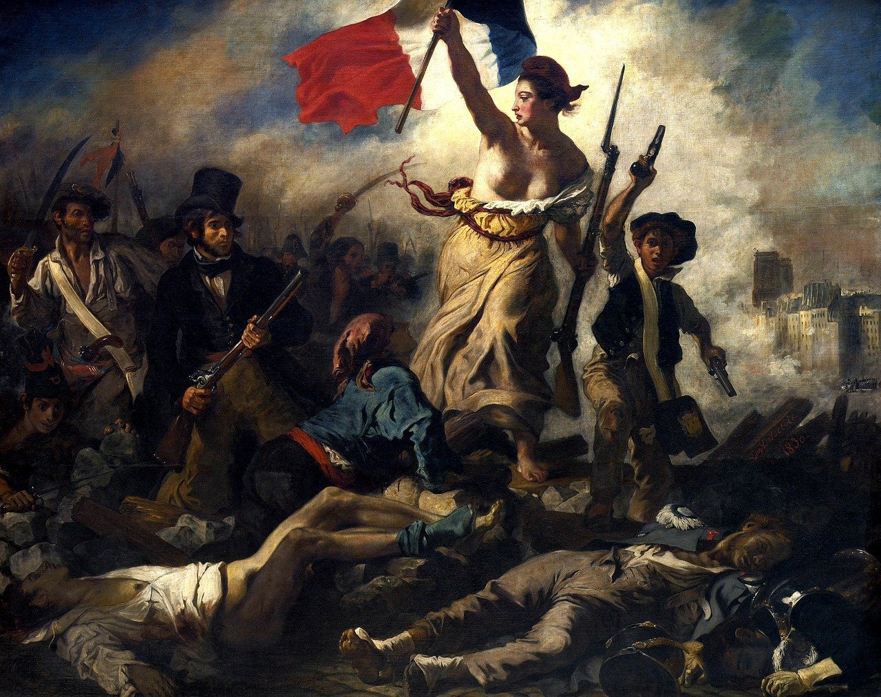 Liberty Leading the People painting on display at the Louvre