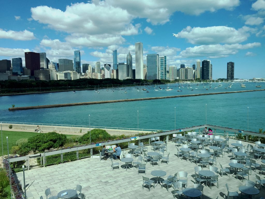 Shedd Aquarium Patio Chicago Skyline