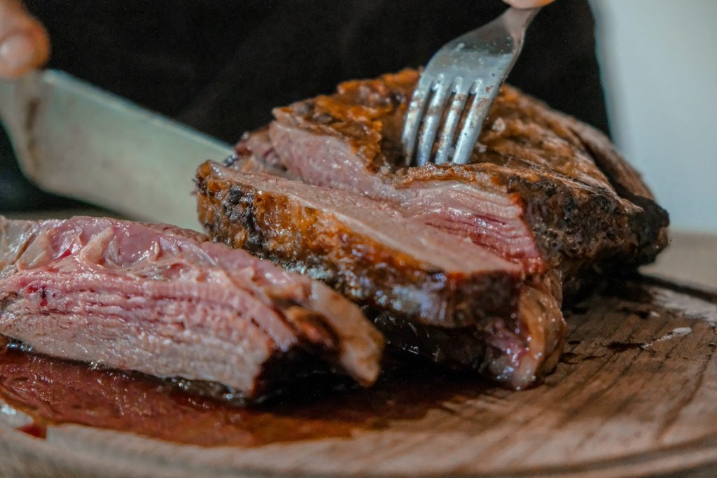 cutting steak