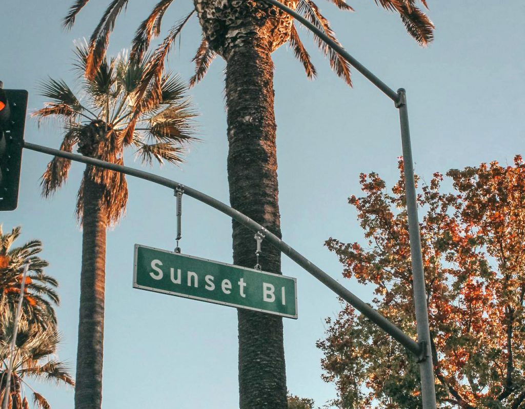 Sunset Boulevard sign near the Sunset Strip