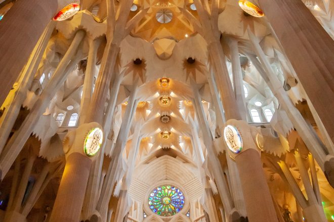 inside the Sagrada Familia on a guided tour