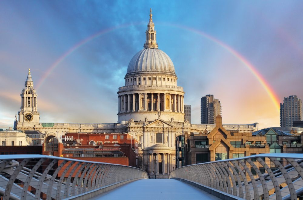 View of St Paul Cathedral from Millennium Bridge