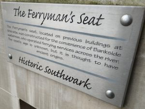 Ferryman's Seat sign in South Bank London