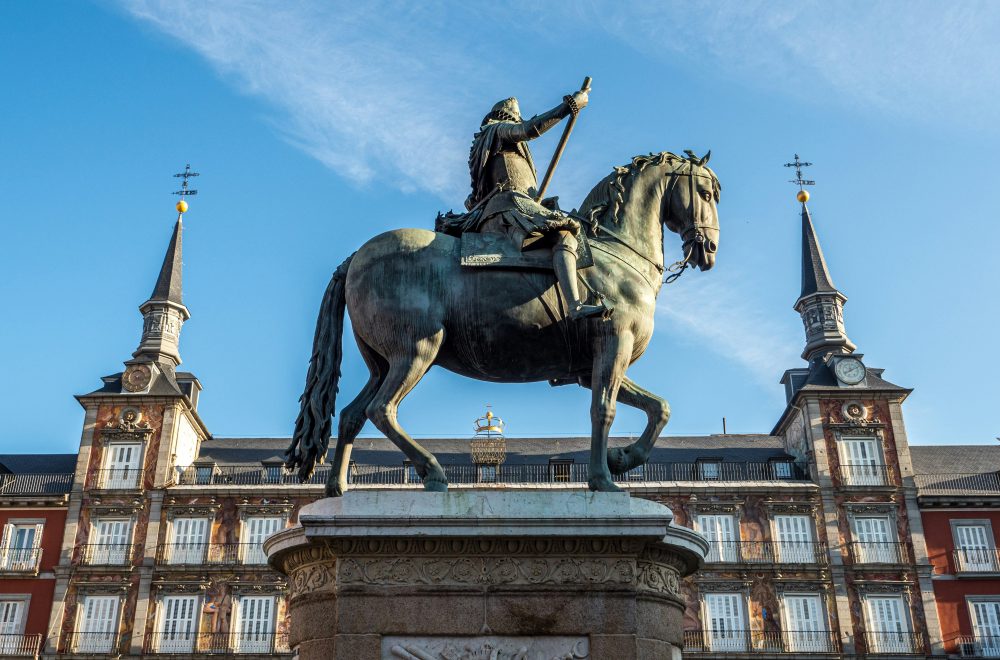 Equestrian statue of King Felipe III in the Plaza Mayor of Madrid
