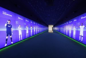 Exhibition inside Real Madrid Stadium of football players