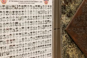 Memorial board of policemen during 911 in New York