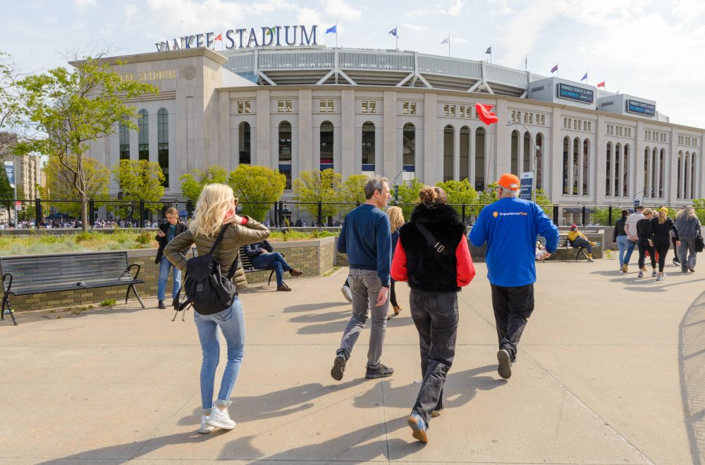 Back of group shot at Yankee Stadium in Brooklyn, Bronx, Queens Tour