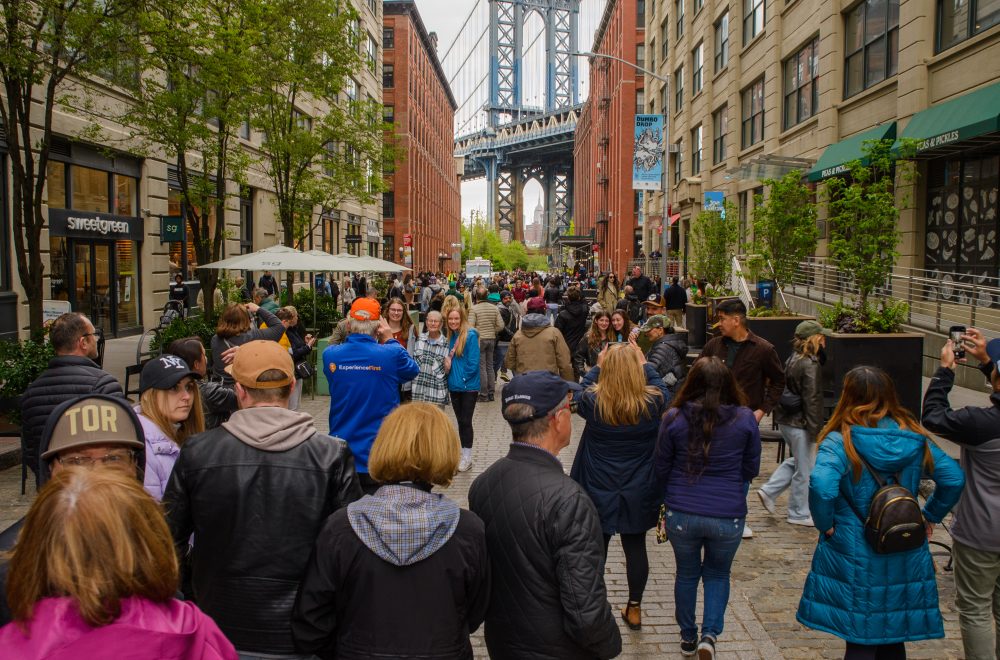 Street view of group in Brooklyn, Bronx, Queens Bus Tour