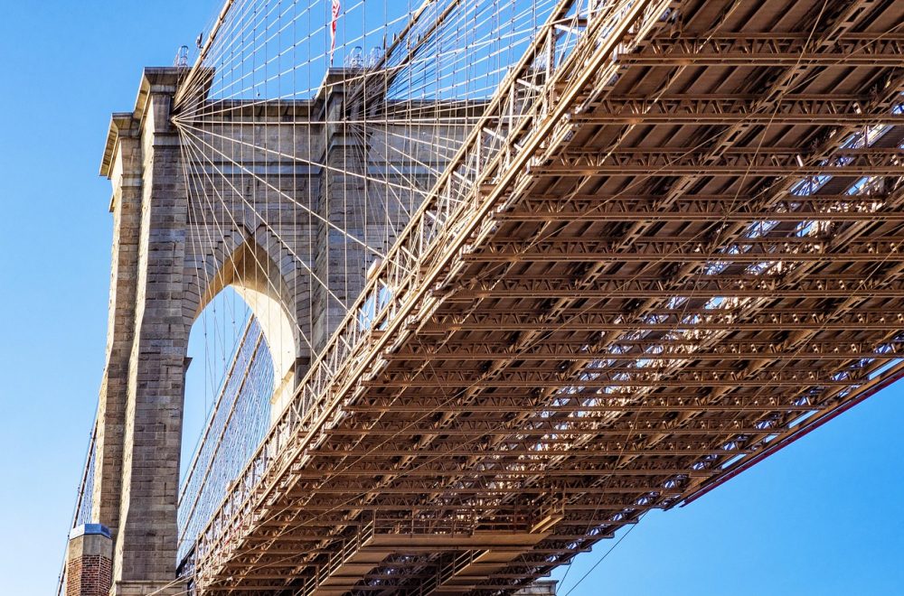 Close up of Manhattan Bridge in NYC during DUMBO Brooklyn Tour