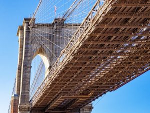 Close up of Manhattan Bridge in NYC during DUMBO Brooklyn Tour