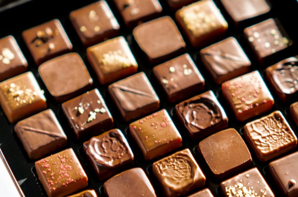 Close up of opened box of chocolates