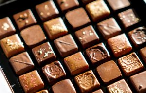 Close up of opened box of chocolates