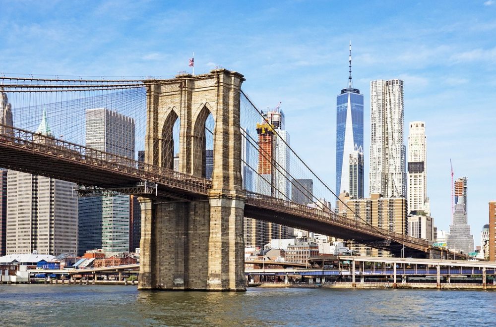 View of Manhattan Bridge and New York City