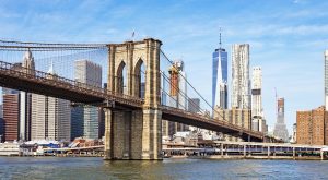 View of Manhattan Bridge and New York City