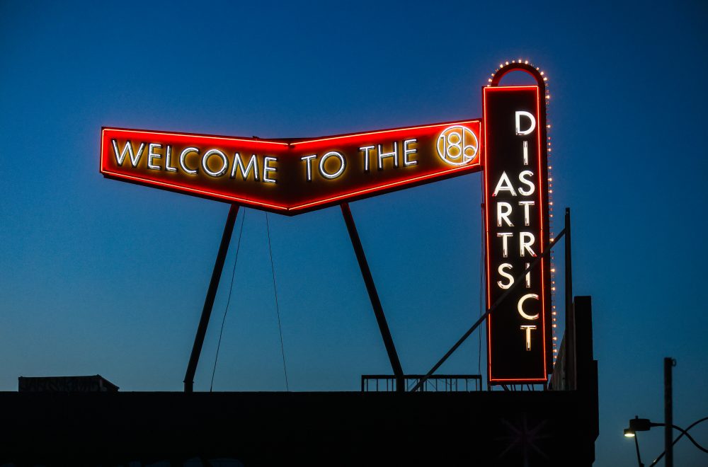 Welcome to Arts District sign during Las Vegas Arts District Tour