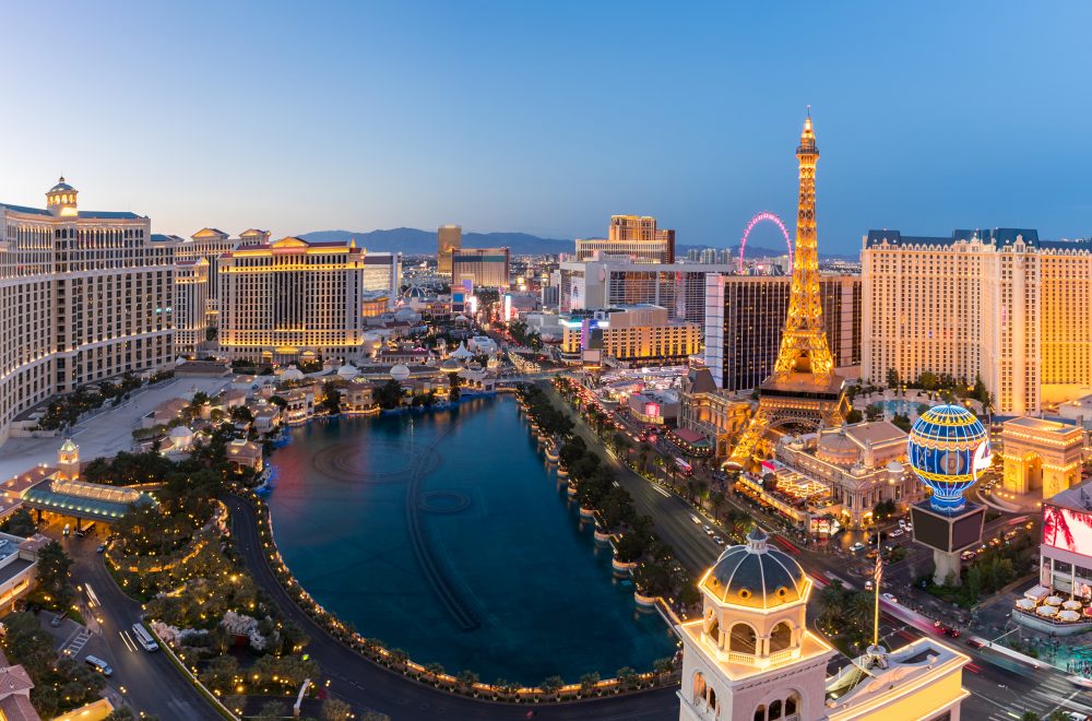aerial Las Vegas at night