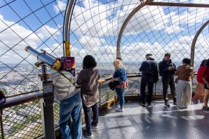 Travelers on platform during Eiffel Tower Guided Climb