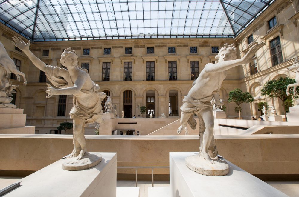 Louvre statues below the pyramid
