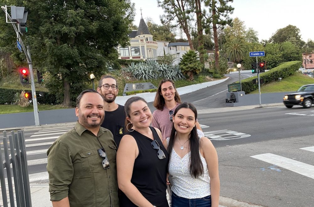 Tour group smiling on our Haunted Hollywood Walking Tour
