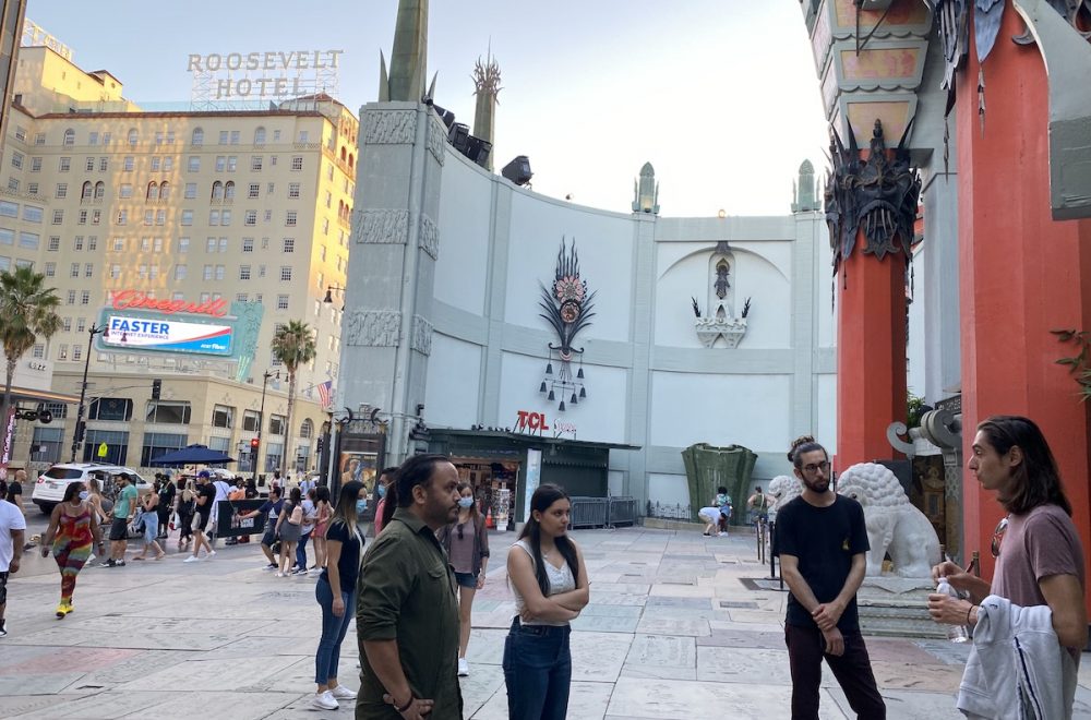 Tour group in learning about Hollywood and LA theaters