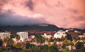 Hollywood Sign with clouds
