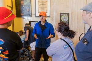 Guests listening to Tour Guide during Griffith Observatory Guided Tour