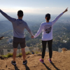 two people on hollywood sign hike