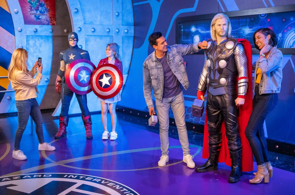 Guests taking images with Marvel Superheroes in Madame Tussauds