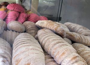 Concha pastries in Mexican bakery on SF food tour