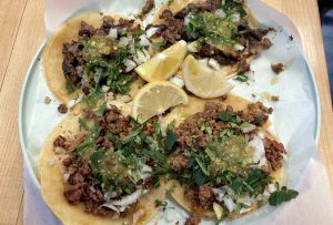 Tacos on Mexican food tour in the Mission