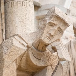 Sagrada Familia statue carved into the facade